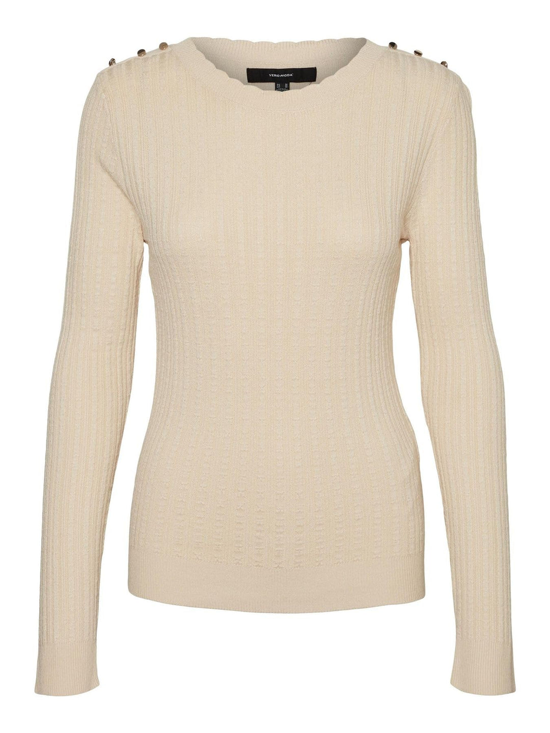 VERO MODA Damen Vmglory Ls O-Neck Button Ga Boo Pullover S Birch/Detail:w. Gold Buttons, S Birch/Det