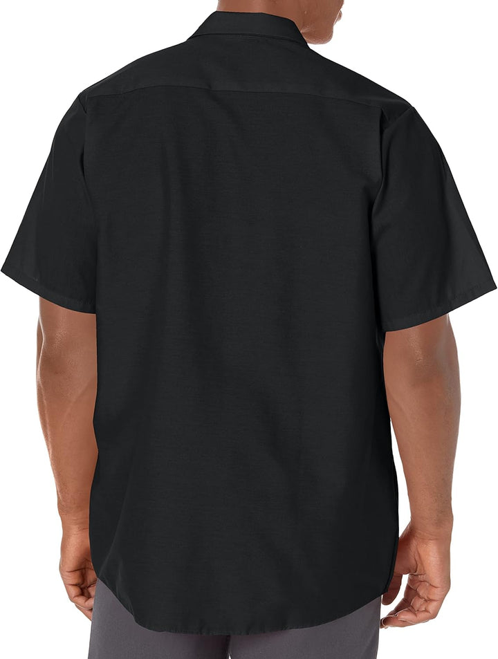 Red Kap Herren Industrial Regular Fit Kurzarm Button-Down-Arbeitshemd 3XL Grosse Grössen Schwarz, 3X