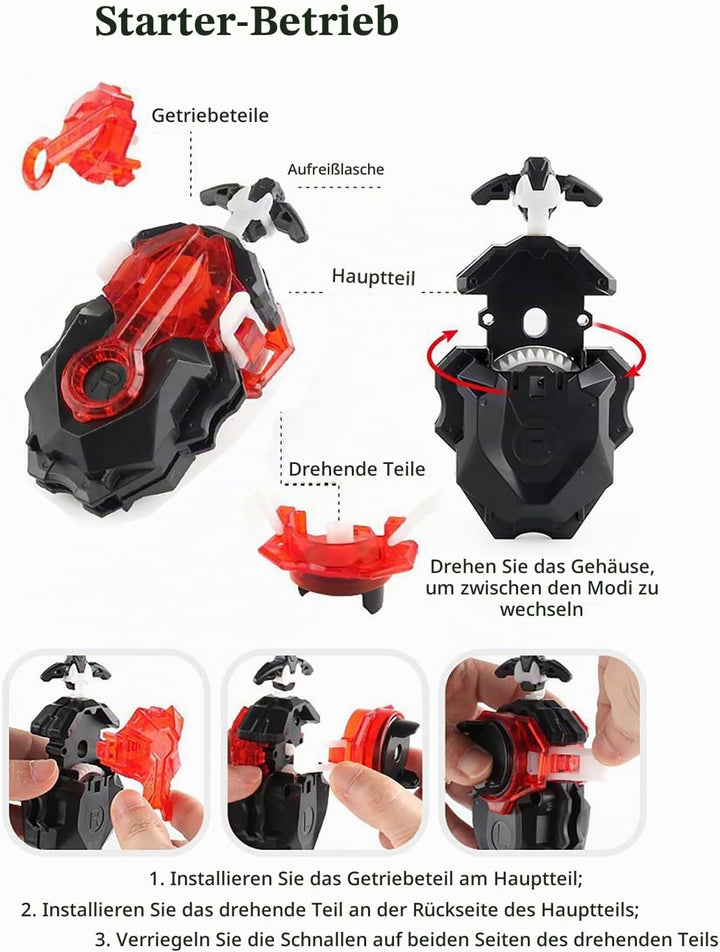 12Pcs Gyros Turbo Kreisel Set, Spielzeug Geschenk + Launcher Mit Box Set,Hong Rend-12, Rend-12