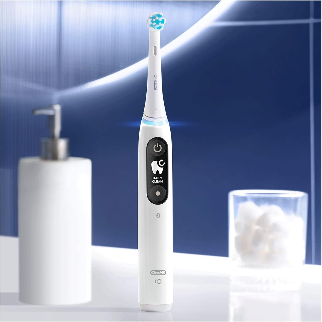 Oral-B iO 6 Elektrische Zahnbürsten, Bluetooth, Weiss und Rosa, 2 Griffe mit schwarzem und weissem D