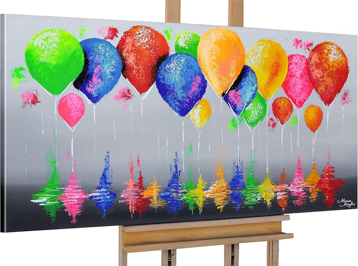 Monica Mirafiori I 100% HANDGEMALT I Gemälde 99 Luftballons 100x50cm | Gemälde Handgemalt | Acrylgem