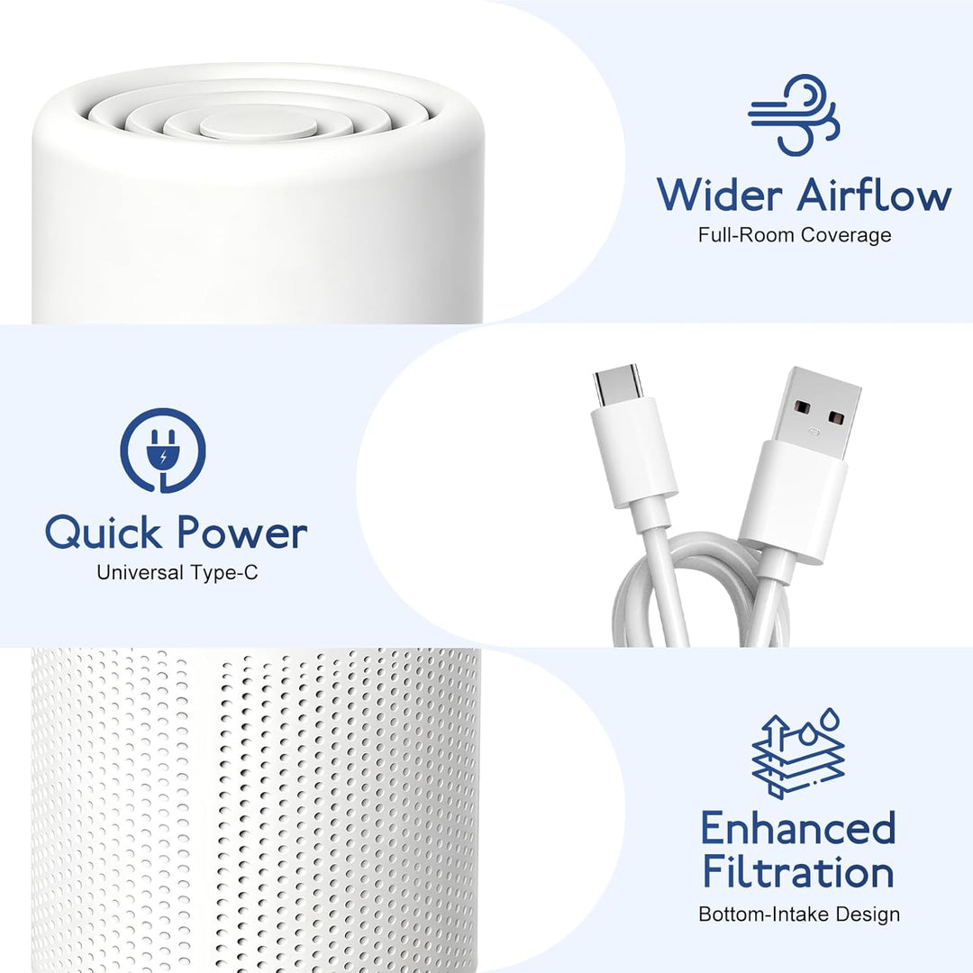 Mini Luftreiniger Mit HEPA Filter, USB Air Purifier Für Schlafzimmer Büro Auto, Tragbarer Luftfilter