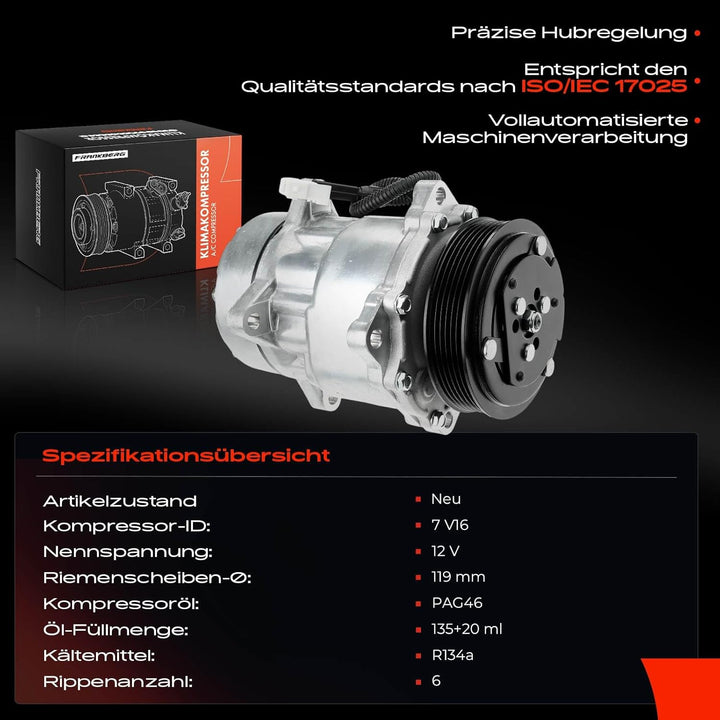 Frankberg Klimakompressor Klimaanlage für Berlingo C5 I/II Evasion Jumper Jumpy Xsara Ducato Scudo U