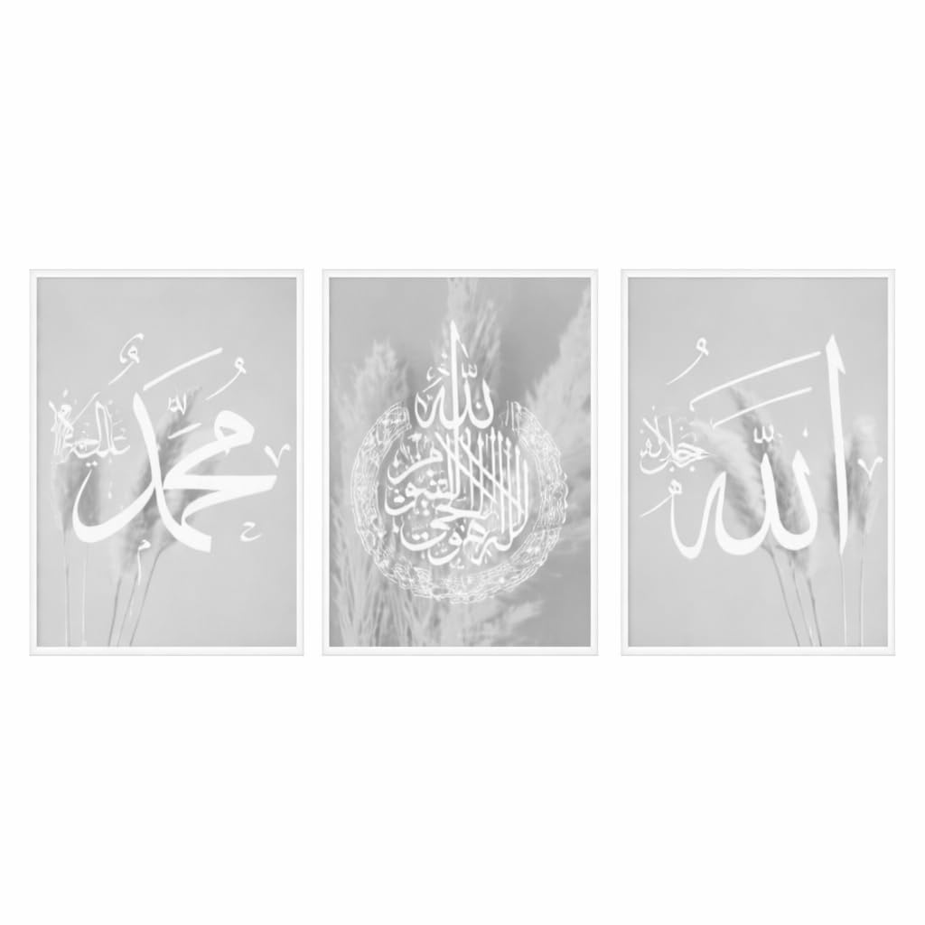 HAVA Artwork Grey Blessed Poster Set, Islamische Poster, Islamische Bilder, Islamische Dekoration, I