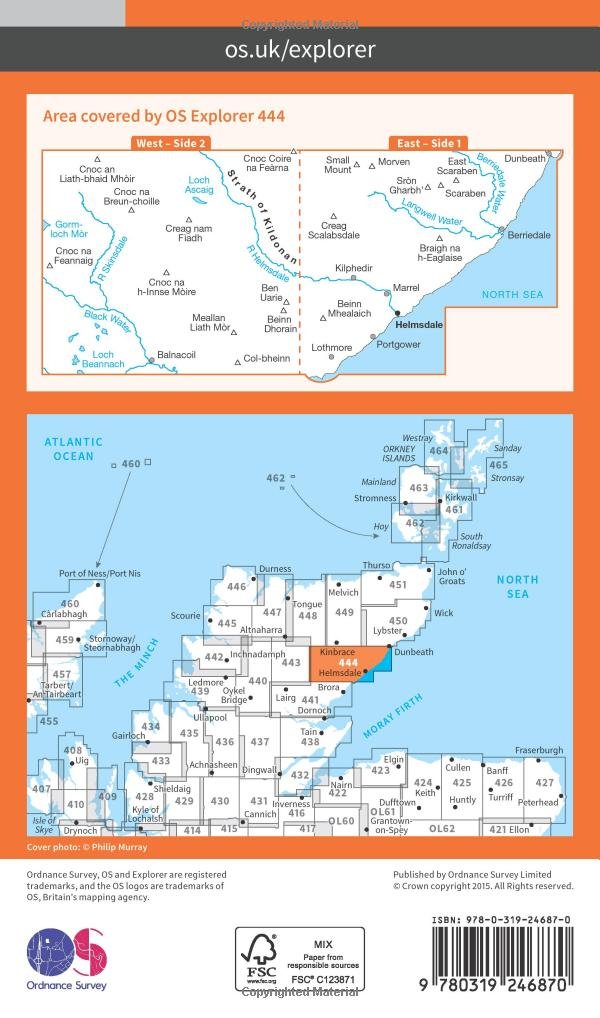 Helmsdale and Strath of Kildonan (OS Explorer Map, Band 444), Karte