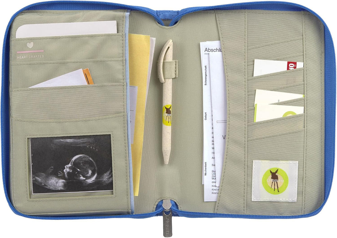 LÄSSIG Mutterpasshülle Dokumentenmappe mit Reissverschluss Blue | U-Heft Hülle, Organizer für Schwan