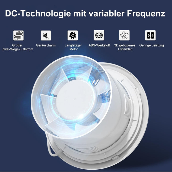 FlyingYun 100mm Abluftventilator 160m³/h 4W, Zwei-Wege-Umkehrventilator mit 3 Geschwindigkeiten eins
