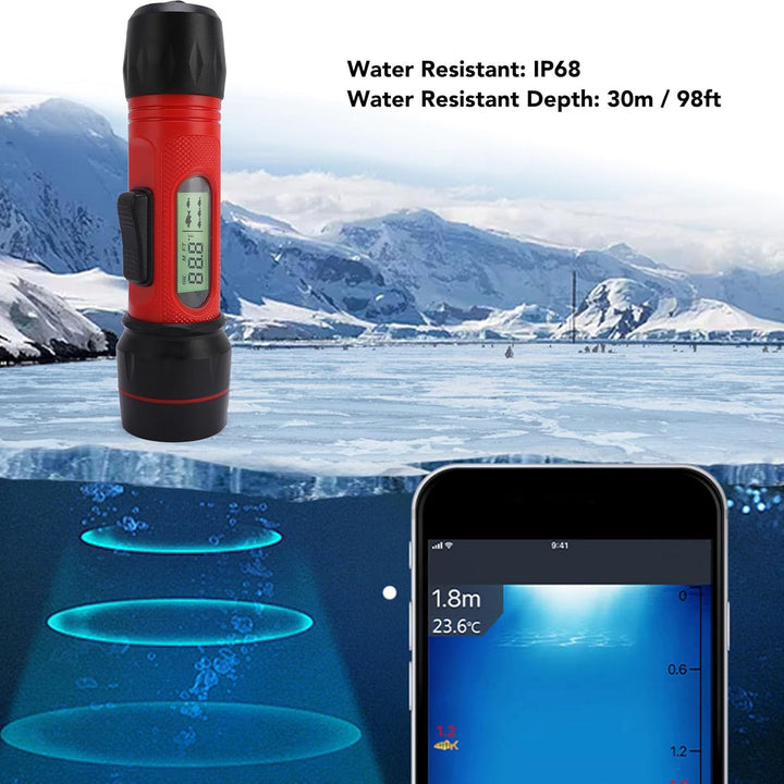 Sonar Fish Finder, Drahtloser Wasserfischfischfischfinder mit LCD -Display, 295,3 Fuss Range, Handhe
