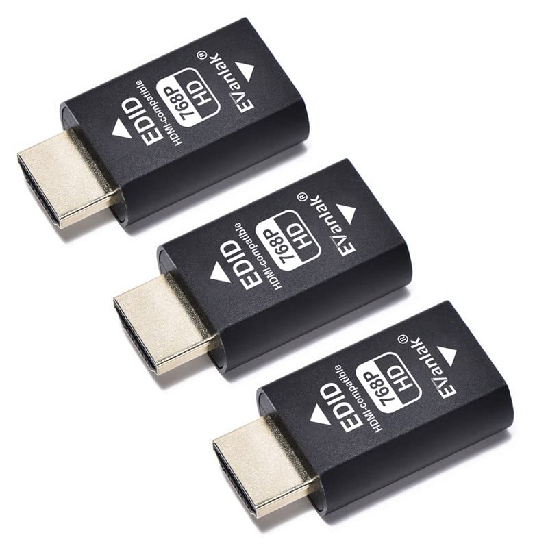 EVanlak HDMI Edid Emulator Passthrough Eliminated Emulator Adapter 3rd Generrtion Work with Mac Thun