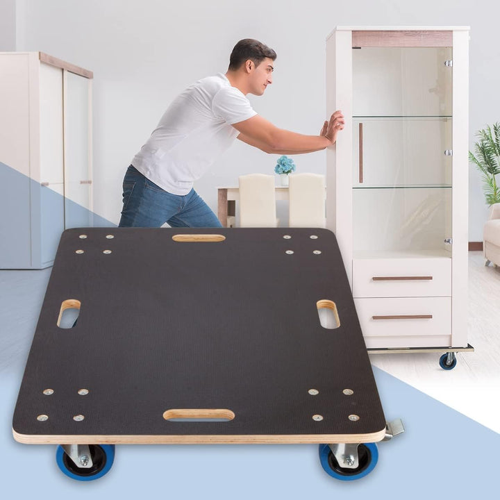 ECD Germany Transportroller mit 2x Feststellbremse 60 x 80 cm bis 800kg Siebdruckplatte - PP-Räder R