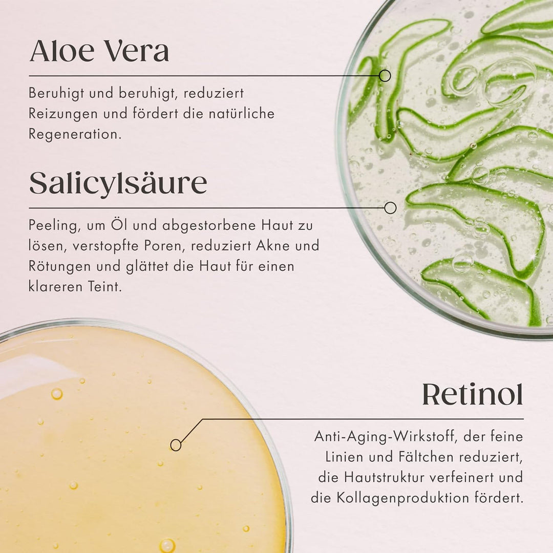 Satin Naturel Retinol Creme 100 ml | Mit Bio Aloe Vera, Salicylsäure &amp; Panthenol, Anti-Aging Feuchti