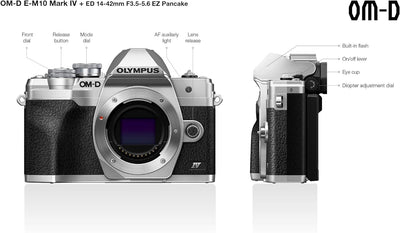 Olympus OM-D E-M10 Mark IV Micro-Four-Thirds-Systemkamera-Kit, 20 MP Sensor, 5-Achsen-Bildstabilisat