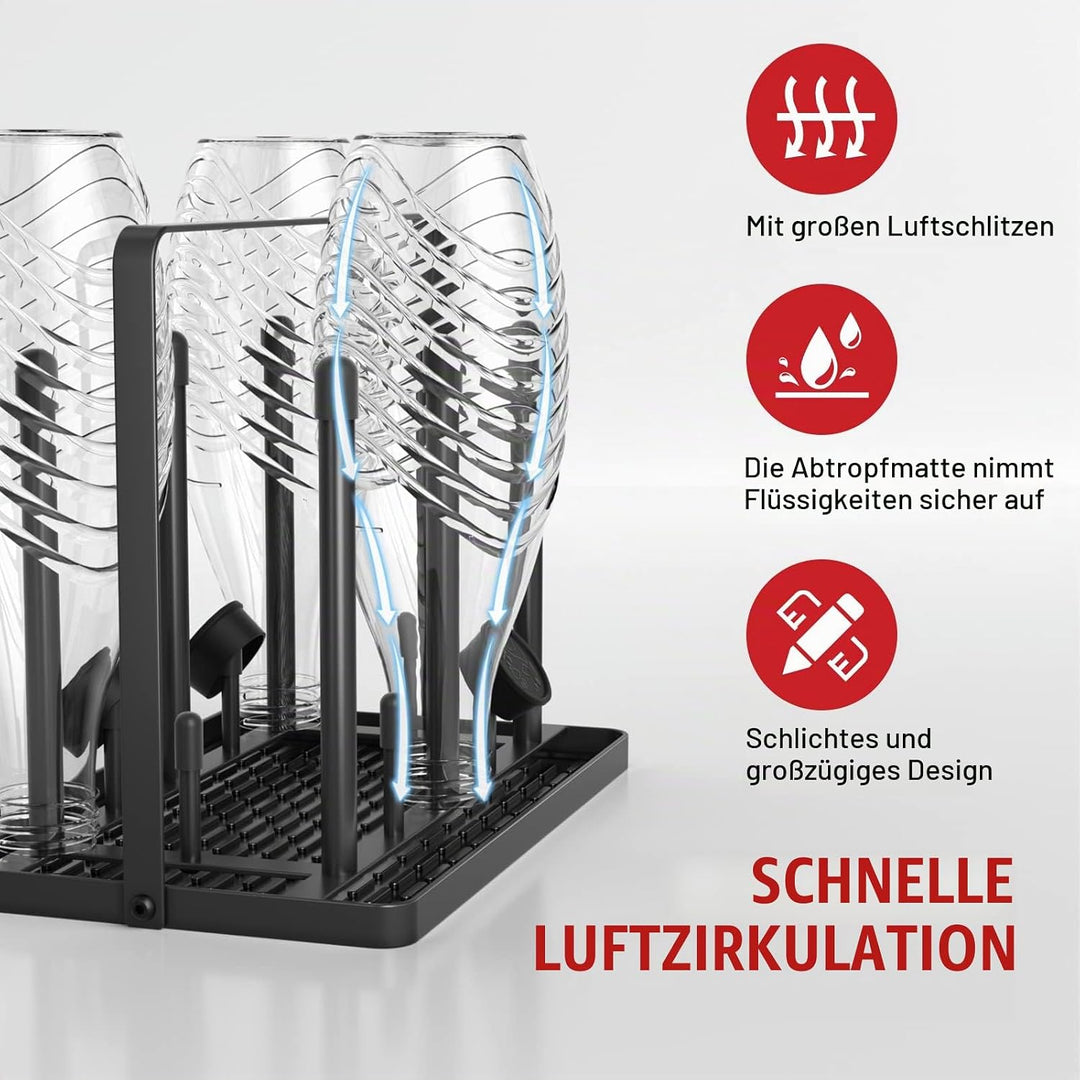 Rainsworth Flaschenhalter für Duo und handelsübliche Wasser- und Babyflaschen, Abtropfgitter für 6 F