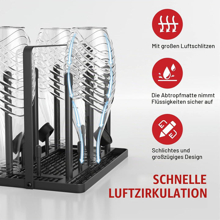 Rainsworth Flaschenhalter für Duo und handelsübliche Wasser- und Babyflaschen, Abtropfgitter für 6 F