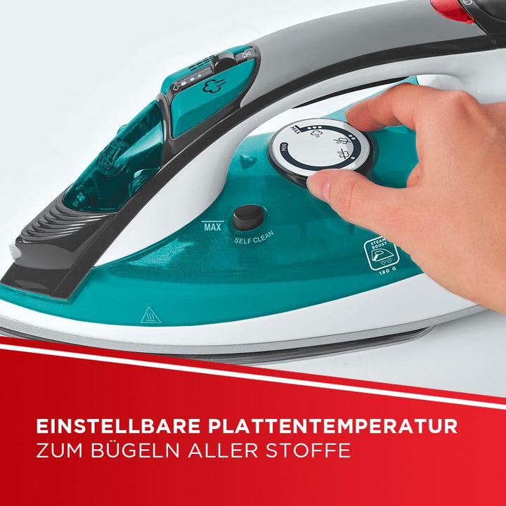 Polti Vaporella Quick&Comfort QC120 Bügeleisen mit Bügelplatte aus Edelstahl, Griff mit Soft-Touch-K