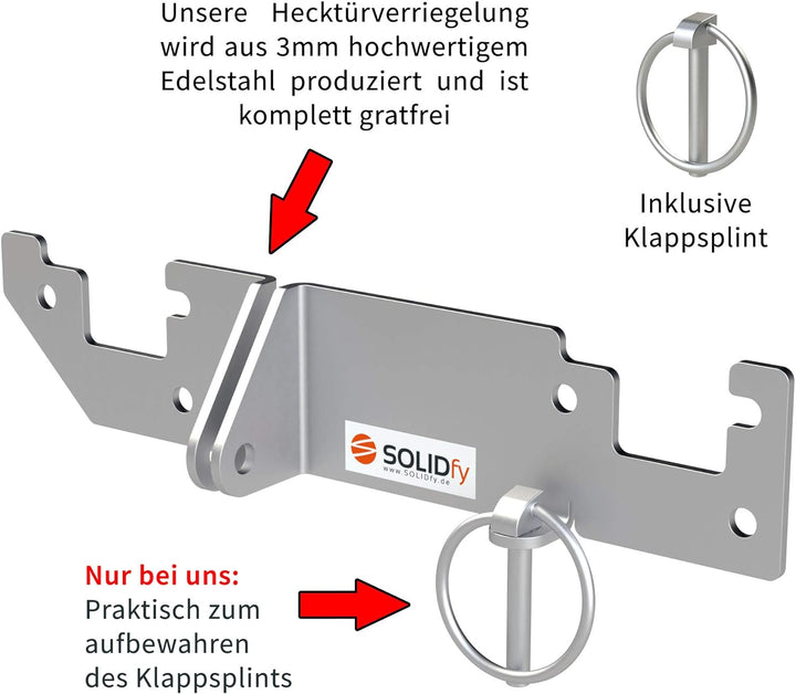 SOLIDfy® - Hecktürverriegelung H1 / H2 Dach Einbruchschutz Hecktür Prick Stop Sicherung für Ducato,