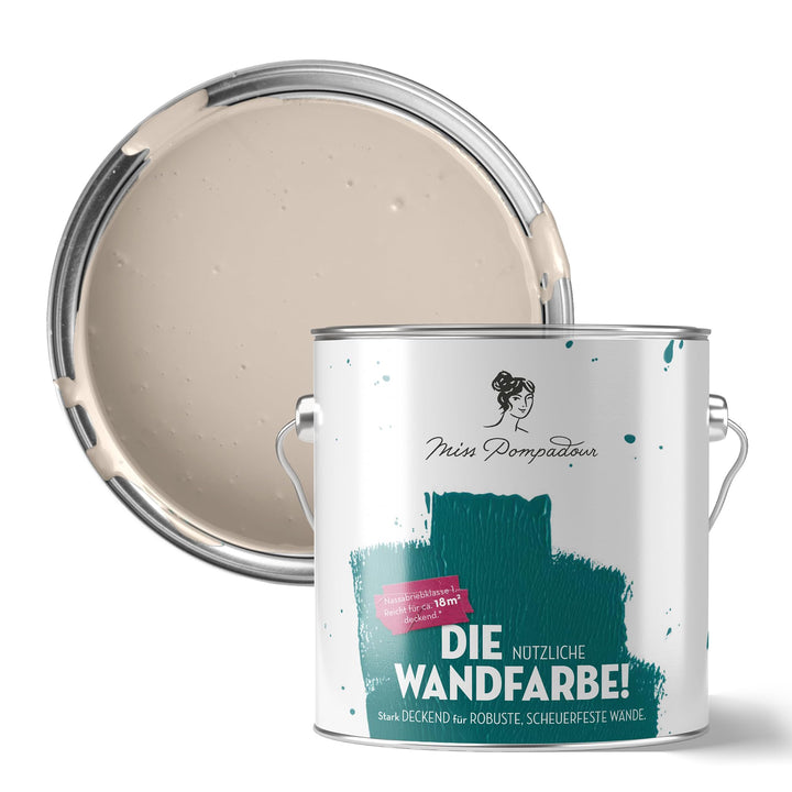 MissPompadour abwaschbare Wandfarbe Beige mit Sand 2,5L - hohe Deckkraft &amp; Ergiebigkeit - matte, sch