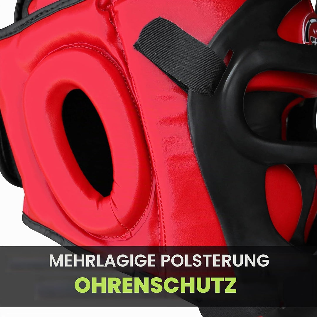 Farabi Sports Kopfschutz Frontbügel Grillschutz Krav MAGA Kickboxen Kopfschutz M Red, M Red