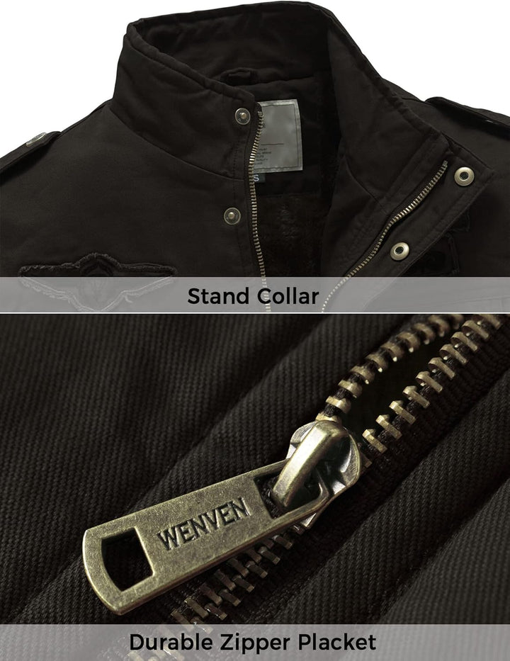 WenVen Herren Klassisch übergangsjacke Winter Warme Jacke Lässige Outdoor Winddichter Mäntel Verdick