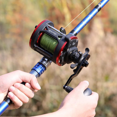 Sougayilang Trolling Reel Level Wind Conventional Reel Graphit Body Fishing Reel, Durable Stainless-