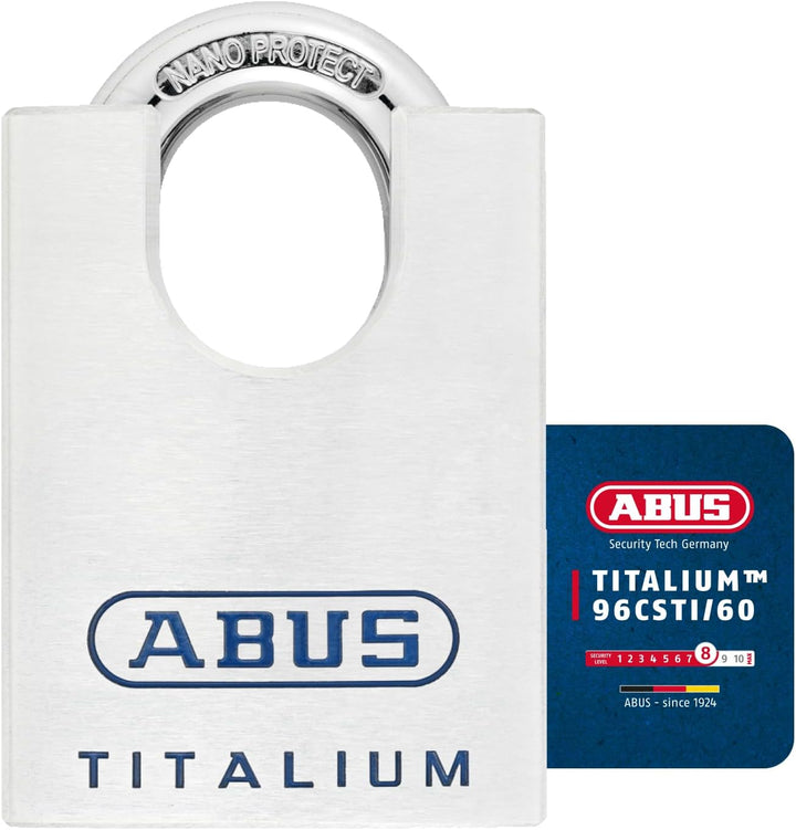 ABUS Titalium Vorhängeschloss 96CSTI/60 - leichter Schlosskörper aus massivem Spezial-Aluminium - mi