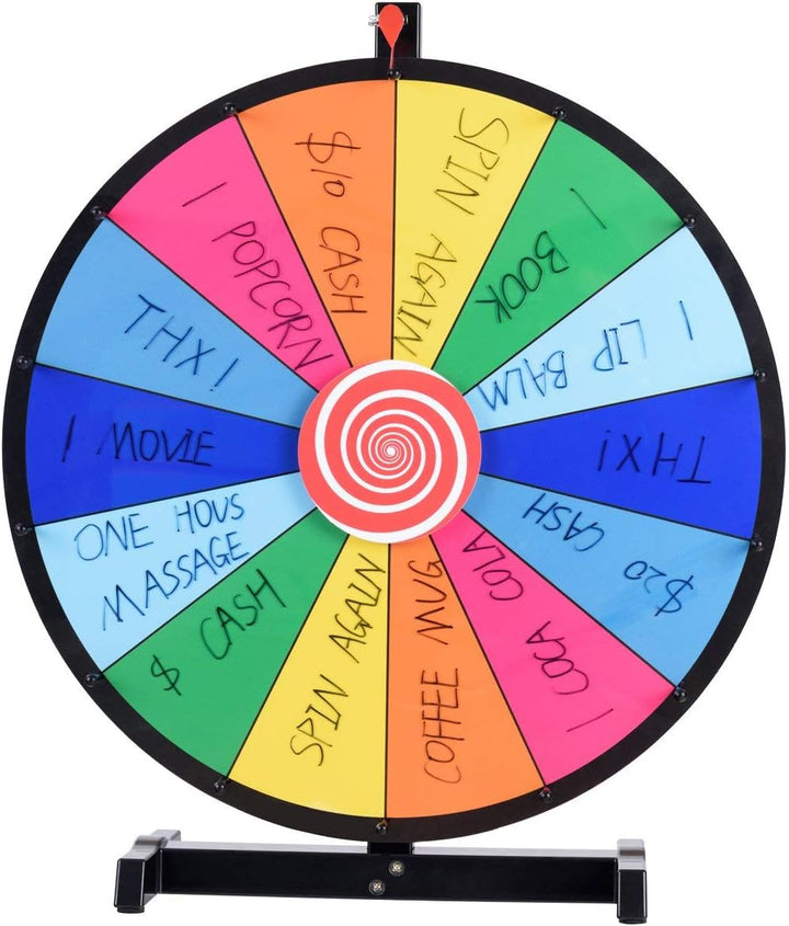 RELAX4LIFE 24” Glücksrad, Tischglückrad für Lotterspiele & Wortspiele, inkl. Radiergummi & Stift, id