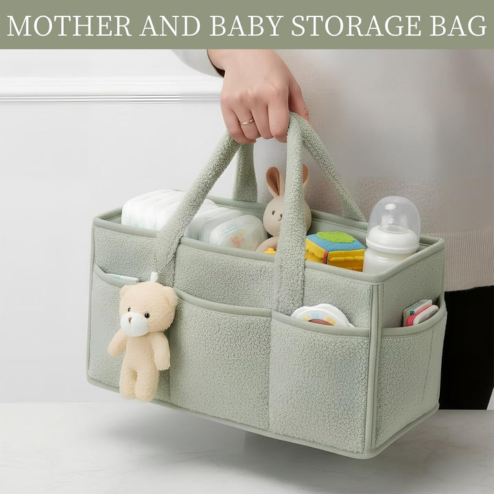 Wickeltisch Organizer und Windeltasche Set, Wickelkorb Tragbarer mit Herausnehmbaren Fächern, Baby W