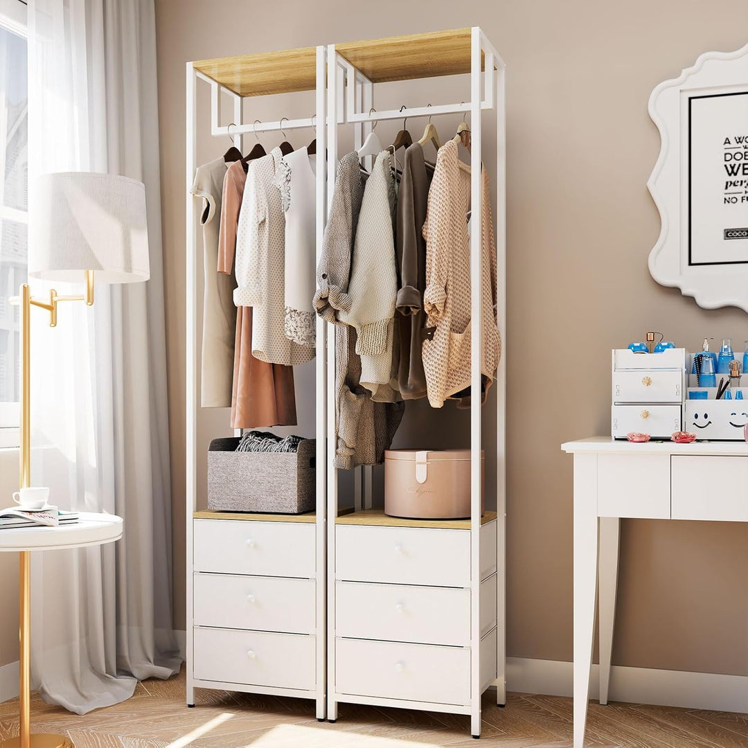 YMYNY Kleiderständer mit Vlies-Schublade, freistehender hoher Schrank-Organizer, hoher Kleiderstände