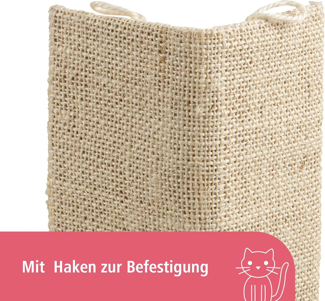 Kerbl Pet Kratzbrett Kevin, Krallenbrett, beige, 100x56cm, Holz, Sisal, Katzen, mit Fleece bezogene