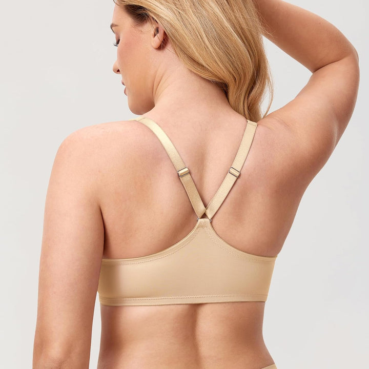 DELIMIRA Damen Vorderverschluss Racerback BH Grosse Grössen Bügel BHS Tiefer Ausschnitt Ungefüttert