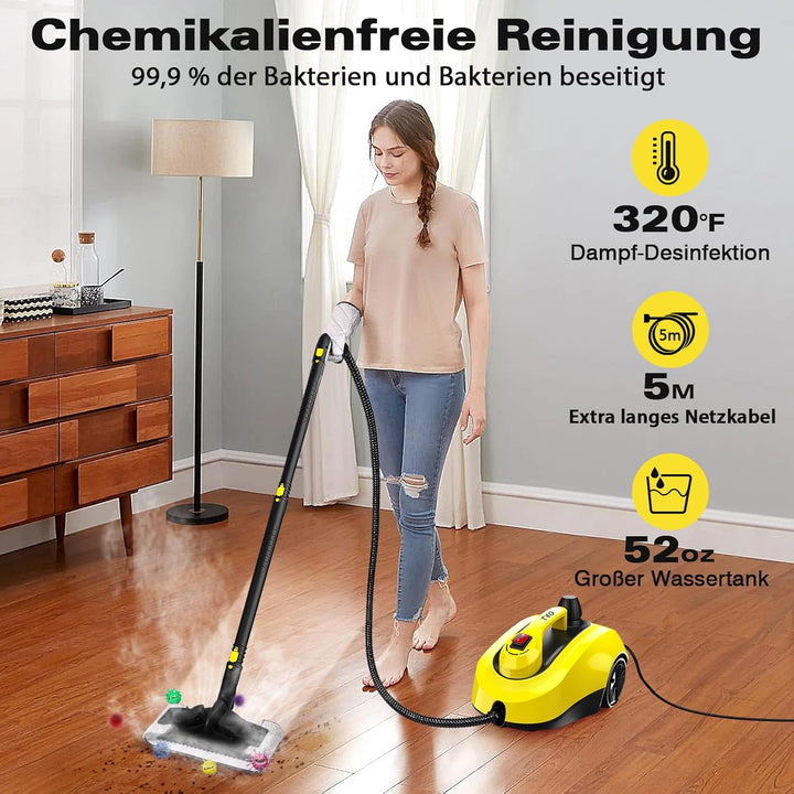 TVD Dampfreiniger, Polstermöbelreiniger, Dampfreiniger mit 5 m extra Langem Netzkabel für Bodendampf