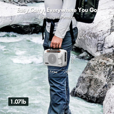 Audiocrazy UKW FM/AM/SW1-2 Radio Tragbares Radio Weltempfänger Radio mit 1800mAh Rechargeable Batter