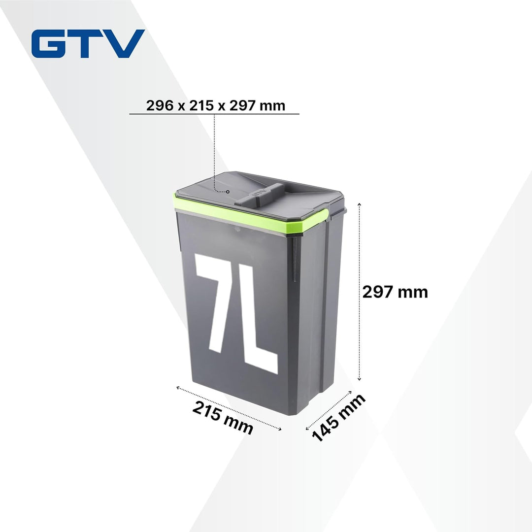 GTV - Abfallsammler AxiSpace, Mülleimer Kapazität 7 L, 10 Stück Set, für Schubladen/Schränke, aus Ku