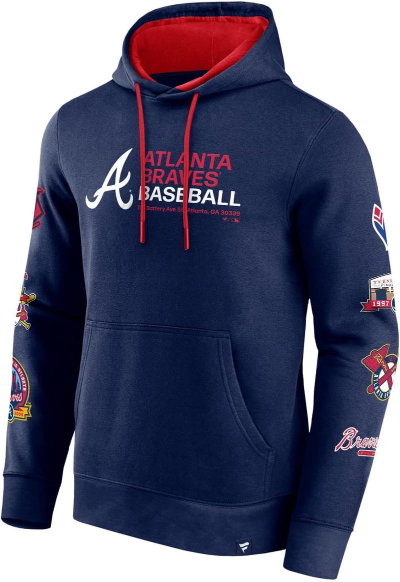 Atlanta Braves Fundamentals Patches Fleece Hoody L Navy, L Navy