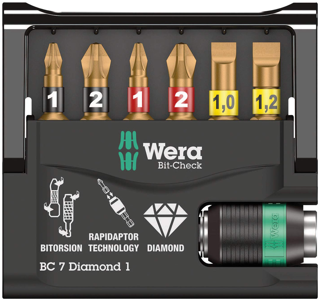 Wera Bit-Sortiment, Bit-Check 7 Diamond 1 SB, 7-teilig, 1 Stück, 05073419001, Bit-Check 7 Diamond 1