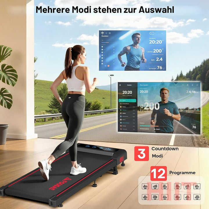 Walking Pad, 4-IN-1 Laufband für Zuhause, 1-10KM/H Laufband Schreibtisch mit 9% Steigung, 2.5HP bürs