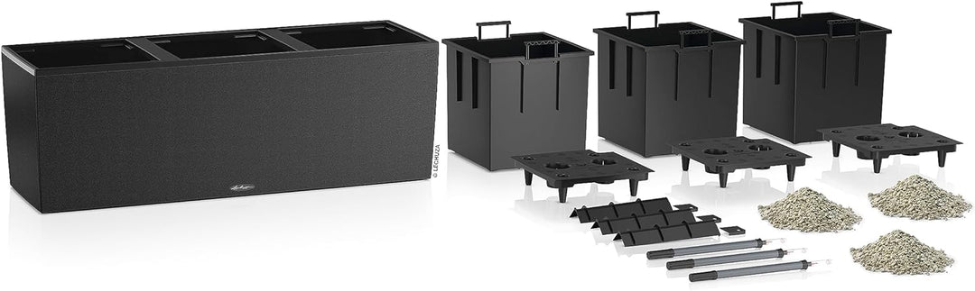 LECHUZA TRIO Stone 40 graphitschwarz 15056 129.5x42x44 cm Graphitschwarz, 129.5x42x44 cm Graphitschw