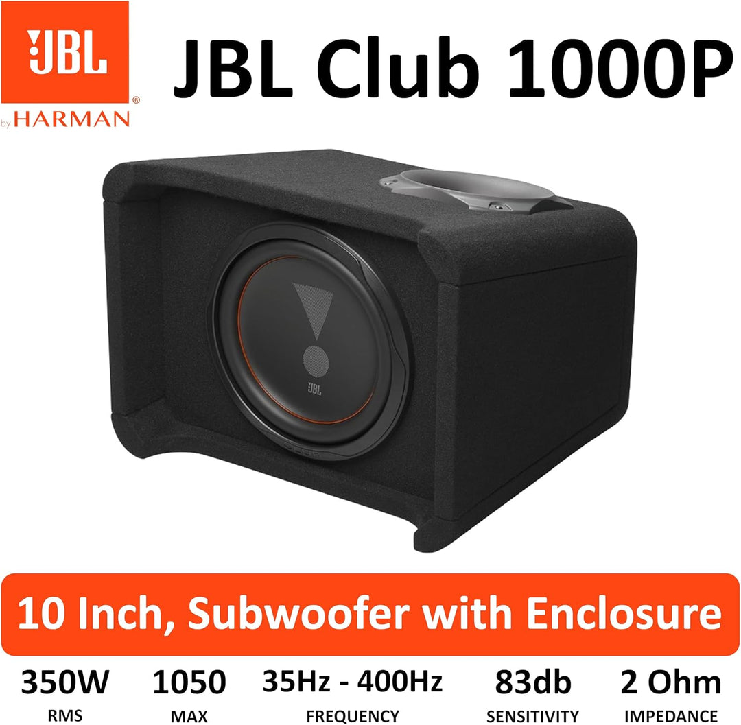 JBL Club 1000P Passive Gehäuse Subwoofer Auto Set – Extrem Leistungsstarke 10 Zoll 1000 Watt Passiv