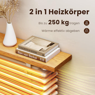 EMKE Heizkörper mit Heizkörperregal 850x480 mm - Design Heizkörper Horizontal Doppellagig mit prakti