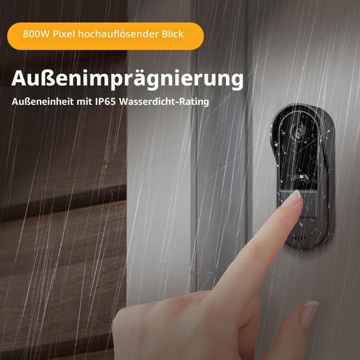 Smart Video Türklingel mit 4.3" HD Innenmonitor Kabellose Türklingel Wasserdicht 1080P HD-Monitor, 1