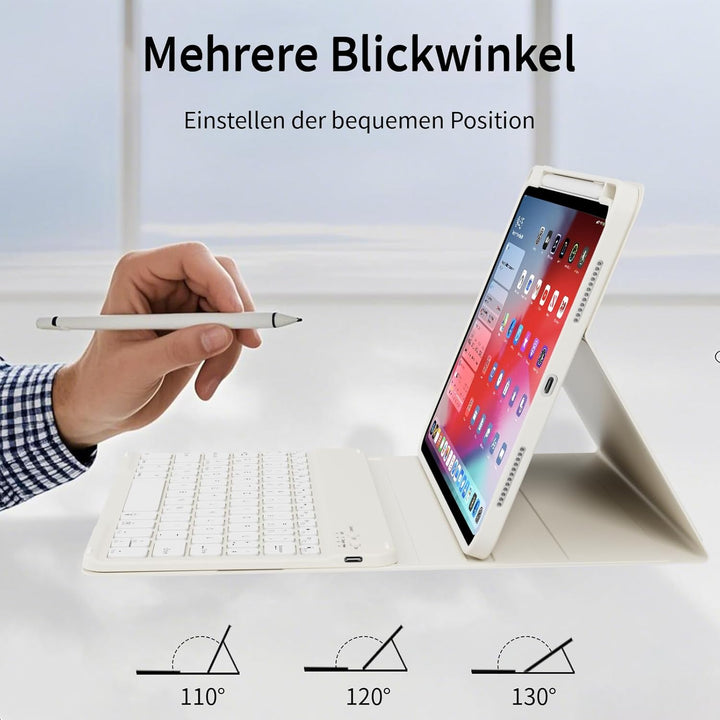 Hülle mit Tastatur für iPad A16 11 Generation 2025/10 Generation 2022 (11/10.9 Zoll) 7 Farben Beleuc