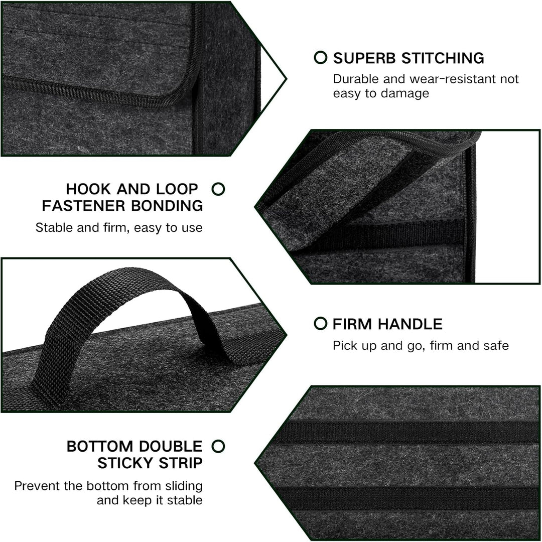 Auto Kofferraum Organizer klett,Faltbar Kofferraumtasche,Rutschfest Filz Auto Organizer Toolbag für