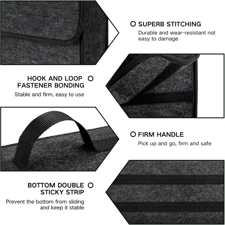 Auto Kofferraum Organizer klett,Faltbar Kofferraumtasche,Rutschfest Filz Auto Organizer Toolbag für