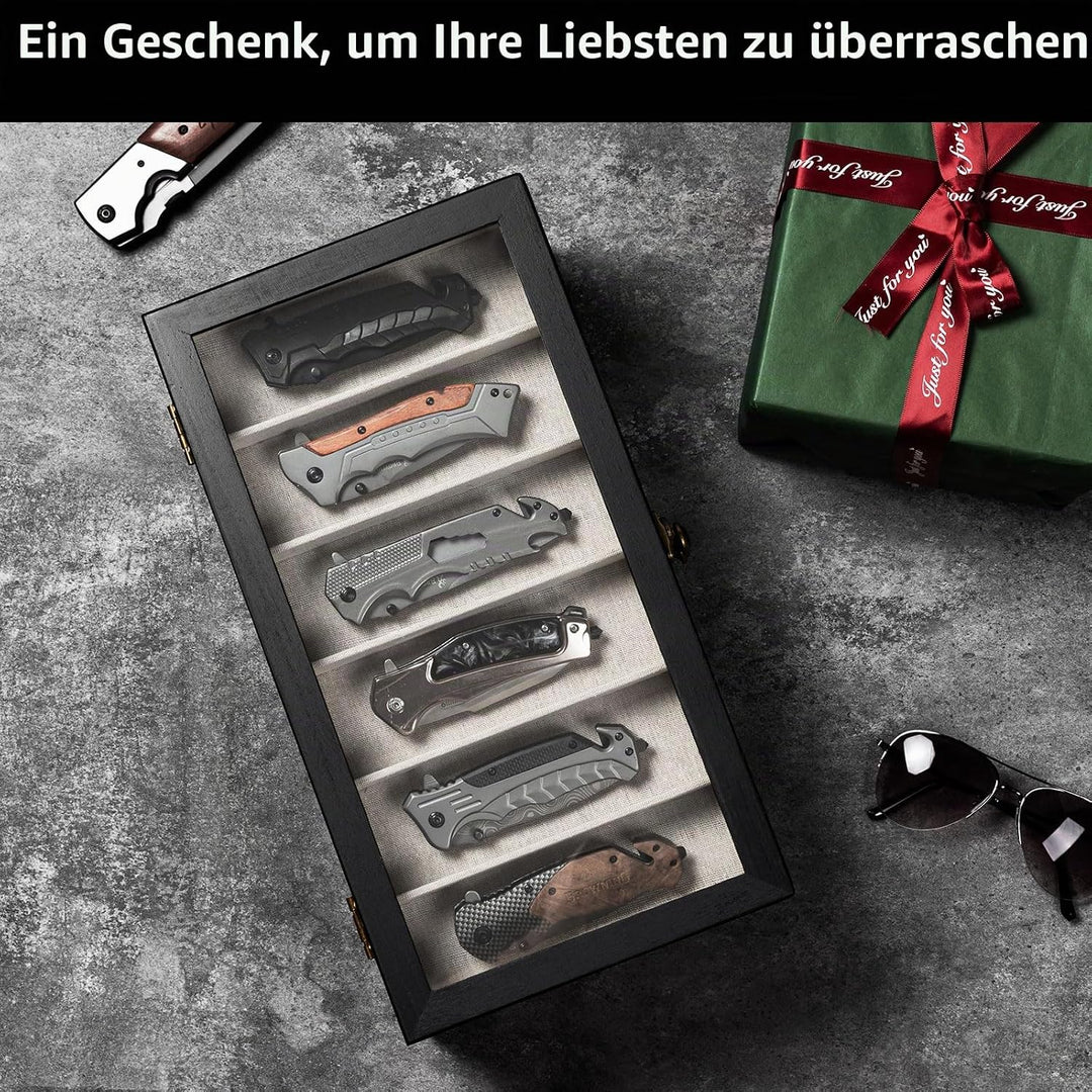 Messerhalter, 3-stöckige Messerständer, Messer-Vitrine für Messersammlungen mit transparentem Deckel