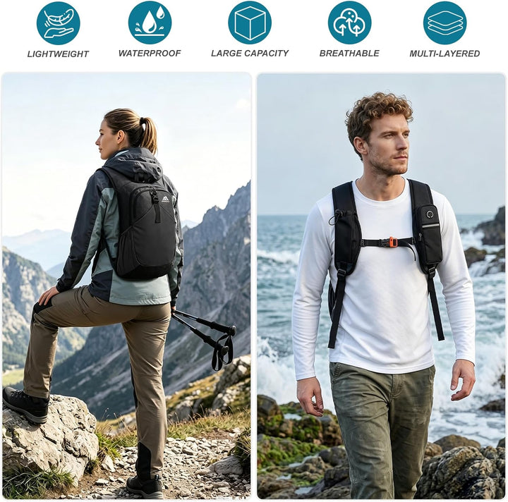 flintronic Wanderrucksack Herren Damen 18L, Rucksack Unisex Trekkingrucksack, Design Daypack Faltbar