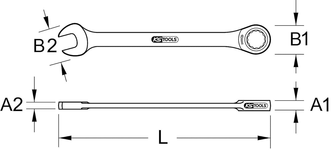 KS Tools 503.5228 DUO GEARplus Ringmaulschlüssel,Maul-Ratschenfunktion 30mm, Farbig
