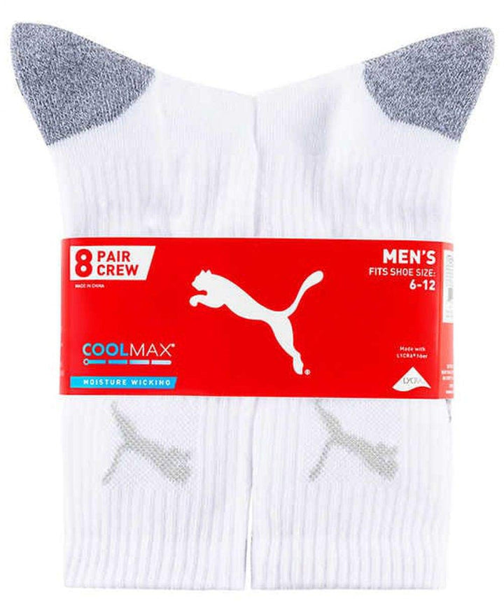 Puma Men's Crew Sock, 8 pair Men's (6-12) Schwarz, Men's (6-12) Weiss/opulenter Garten