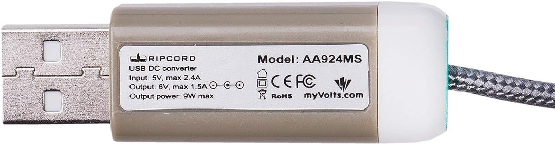 myVolts Ripcord-USB-Ladekabel mit 6V DC Ausgangsstecker kompatibel mit Motorola MBP481AXL Baby Unit