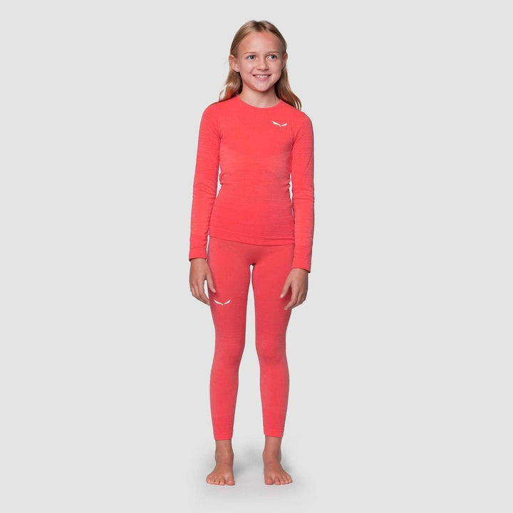 Salewa Unisex Baby Zebru Med Warm Amr K L/S Tee Langarmshirt 8 Jahre Koralle (Fluo Coral), 8 Jahre K