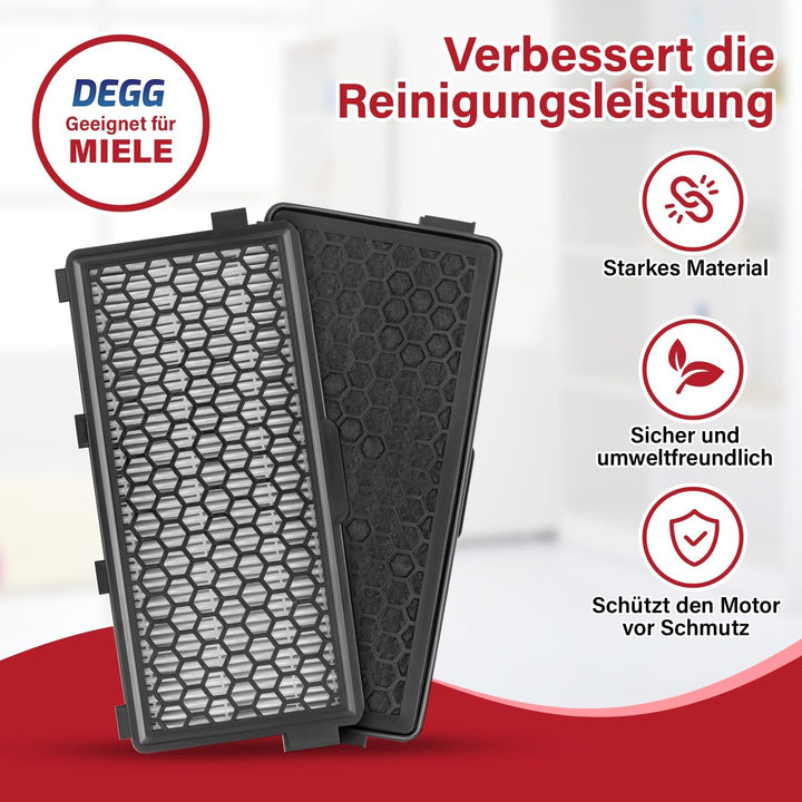 DEGG® Kombifilter HEPA &amp; Aktivkohle, Kompatibel mit Miele, 2 Stück Kombifilter Hepa &amp; Aktivkohle 2 S